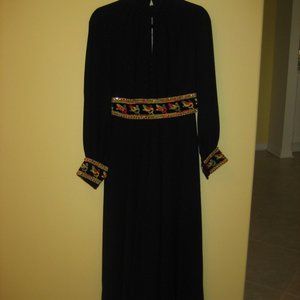 vintage black jumpsuit with vevet border